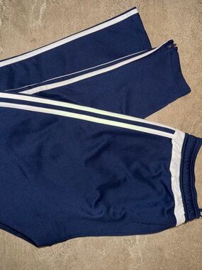 adidas Navy Blue Joggers with White Side Stripes